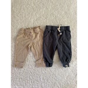 Rabbit & Bear Baby Jogger Pants 2 Pack Tan Charcoal Gray 3-6 Months Unisex